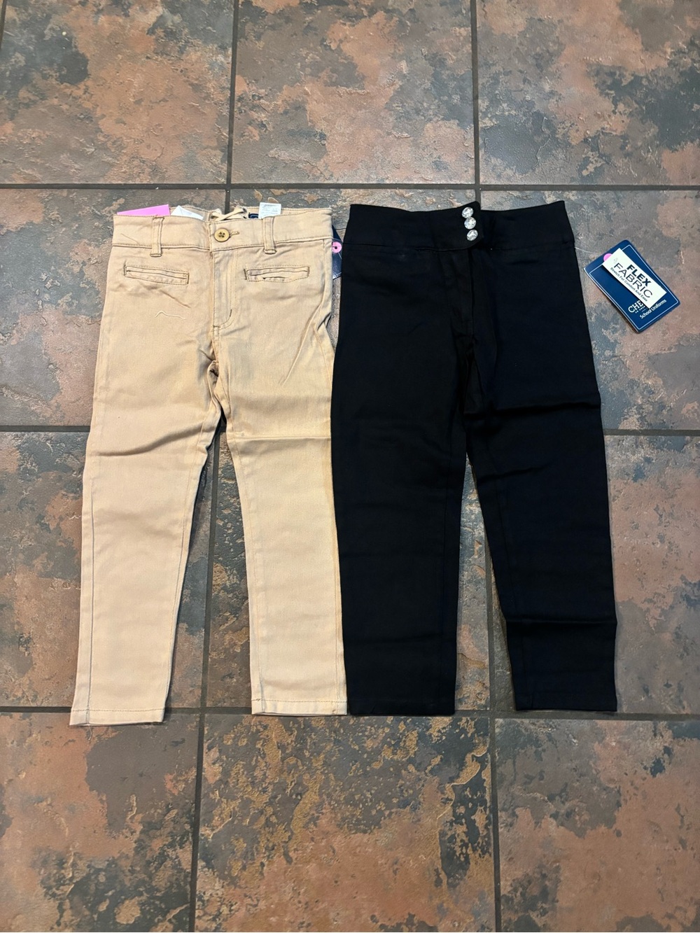 Cherokee Beige and Black Girls Stretch Leggings Duo